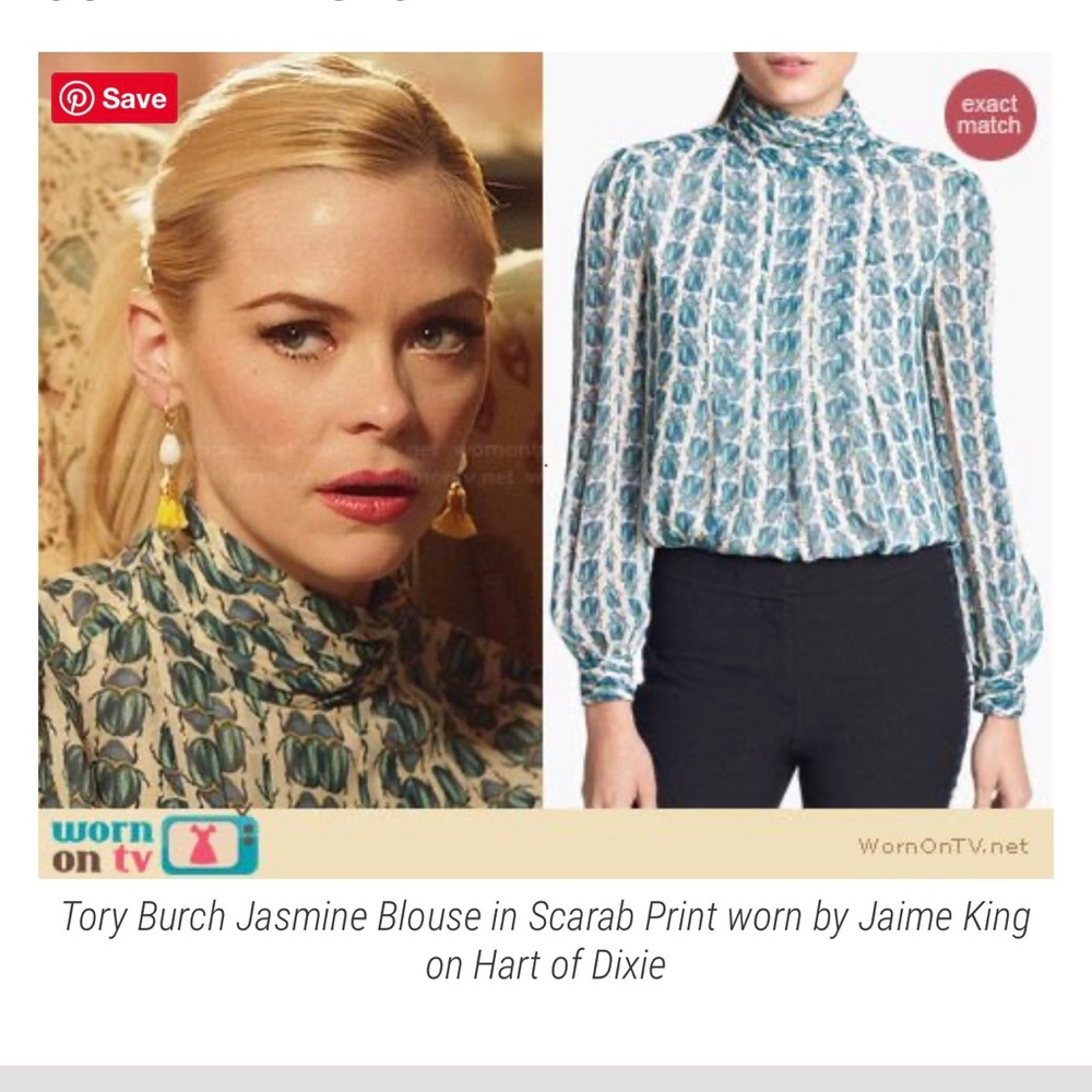 - Tory Burch dress shirt silk scarab top